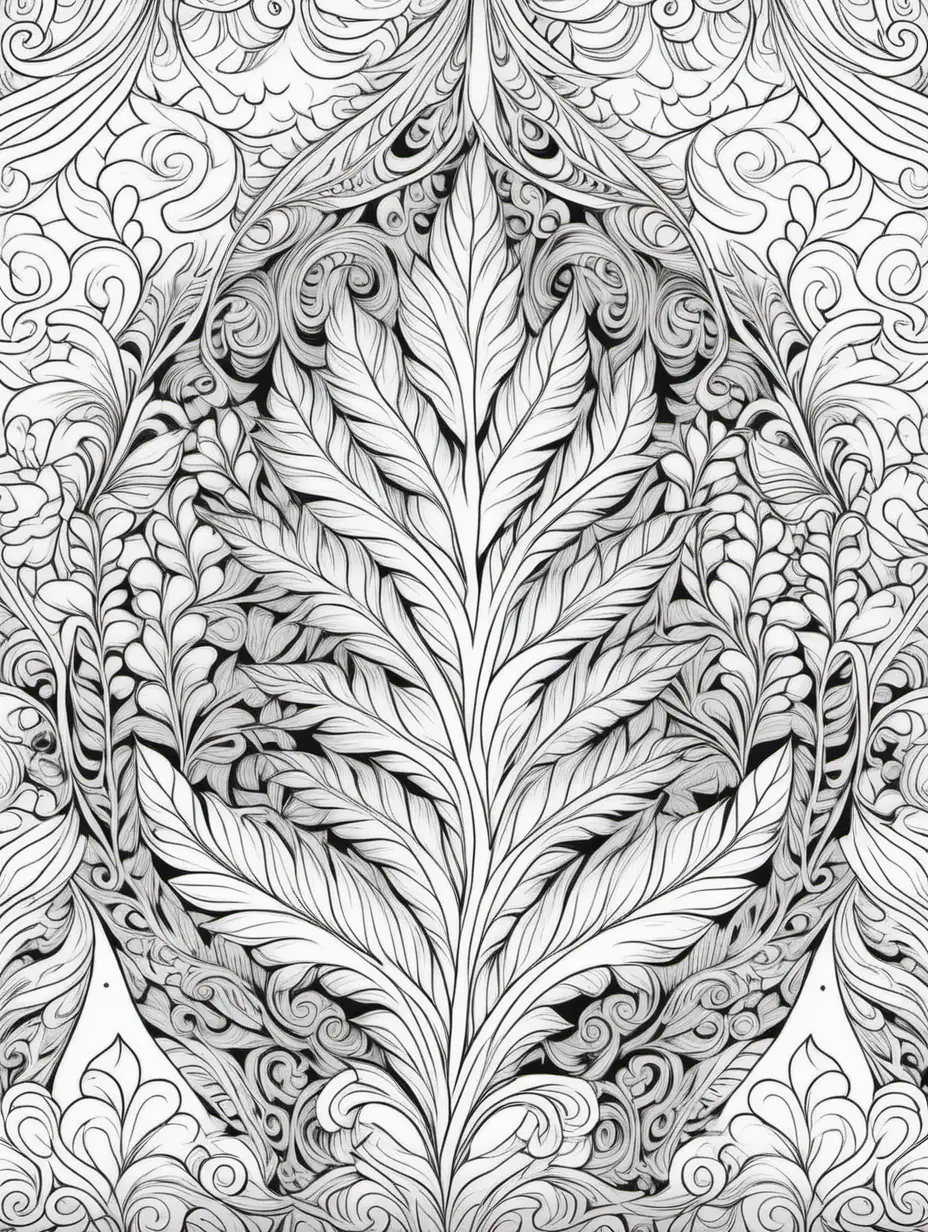 repeating pattern coloring book, black and white, relaxing design