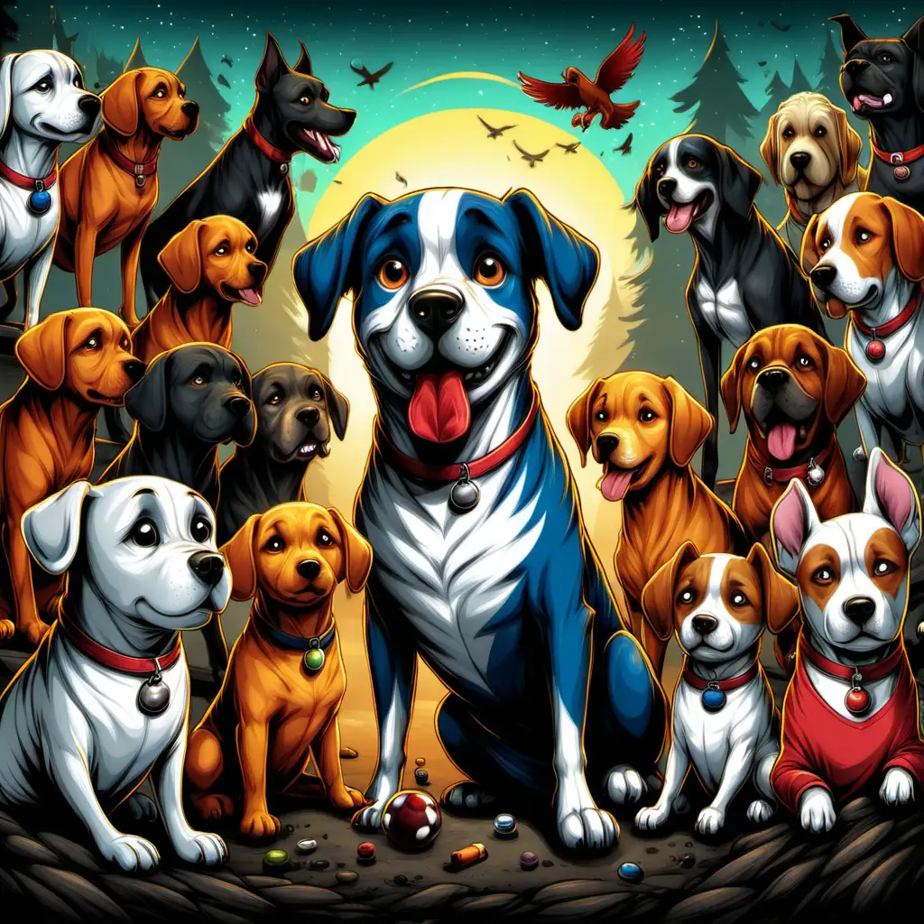 Playful Pups Vibrant DogThemed Tshirt Store Background Art