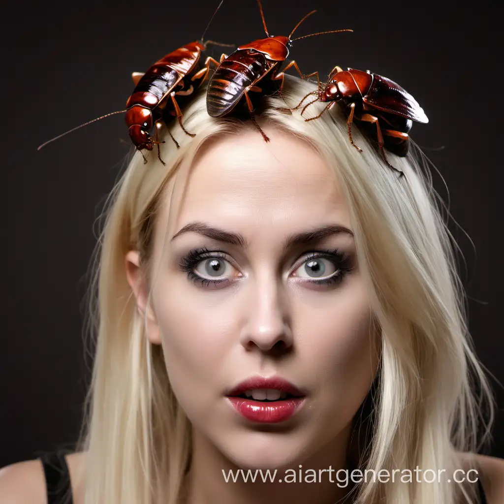 Playful-Blonde-Girl-with-Cockroach-Crown-and-Twisted-Grimace