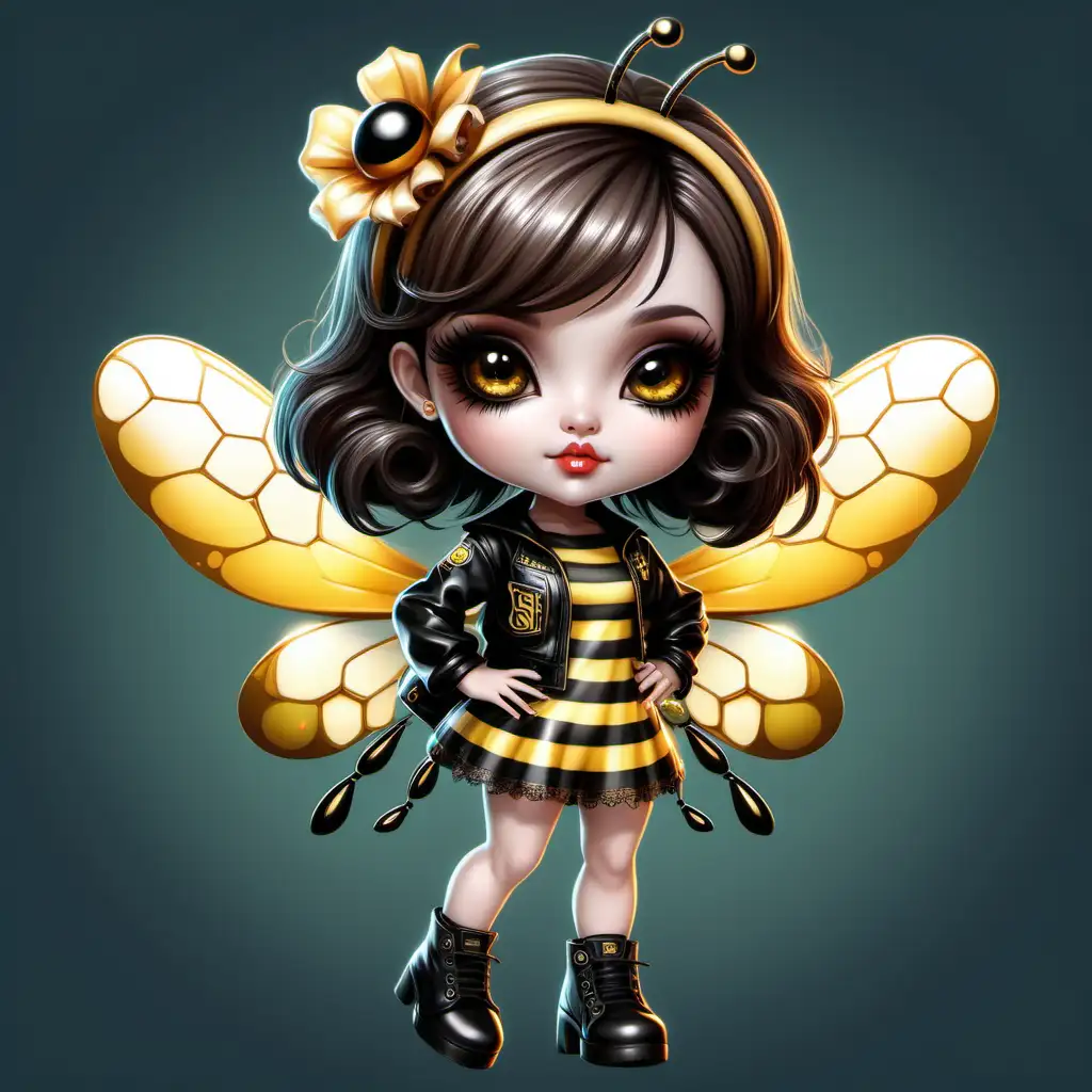Glamorous Bee Chibi Kawaii with Trendy Style and Bob Cut Hair