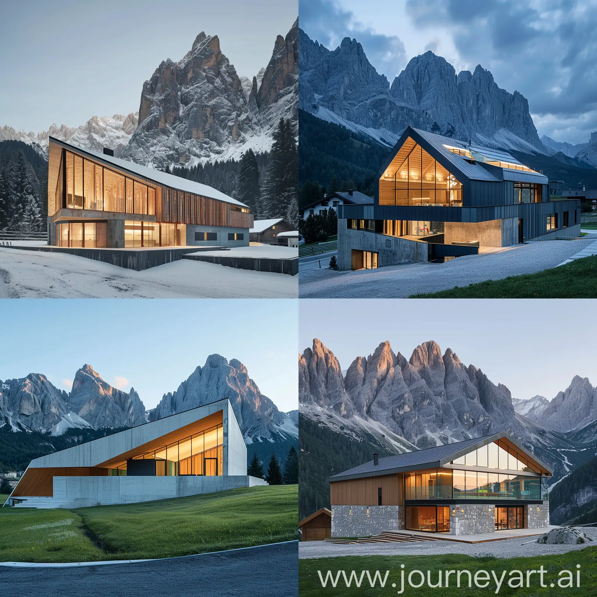 modern alpine architecture for a community centre in the dolomite mountains