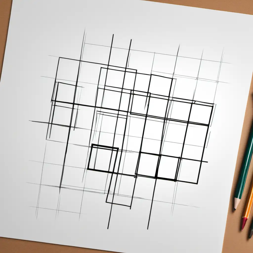 create a page of squares drawn onto a piece of paper like a sketch