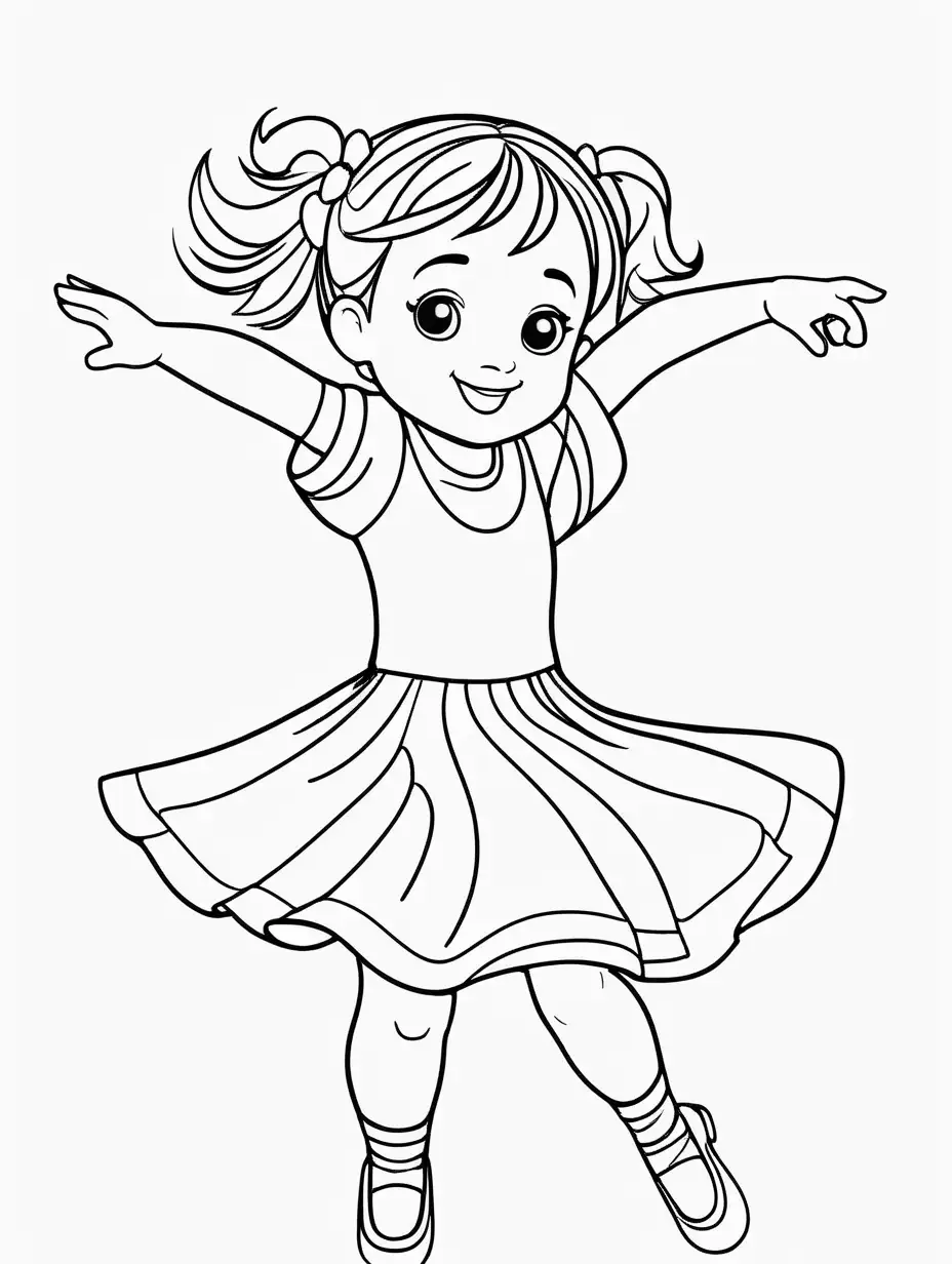 Adorable Kid Dancing Coloring Page for Children