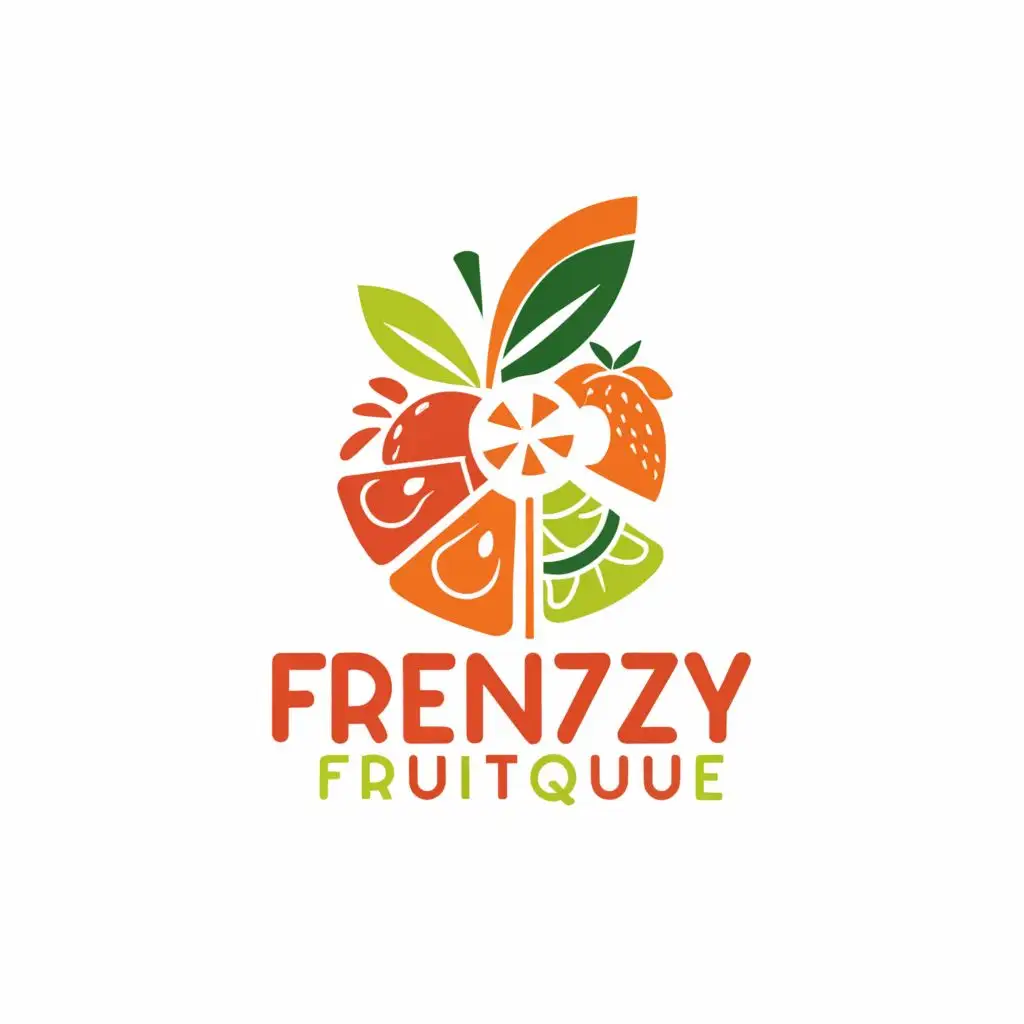 a logo design,with the text "Frenzy Fruitique", main symbol:Sure, here's a sample fruit poster menu for FRENZY FRUITIQUE:

[Title: FRENZY FRUITIQUE]

[Background: White with accents of brown]

[Heading: Fresh Fruits]

[Subheading: Handpicked Selection]

[Image Section: Images of each fruit arranged in a clean layout]

Apple
Crisp and refreshing
Varieties: Granny Smith, Gala, Fuji
Price: [Insert Price]
Citrus
Tangy and zesty
Varieties: Oranges, Lemons, Limes
Price: [Insert Price]
Pears
Juicy and sweet
Varieties: Bartlett, Bosc, Anjou
Price: [Insert Price]
Melon
Refreshing and hydrating
Varieties: Cantaloupe, Honeydew, Watermelon
Price: [Insert Price]
Mango
Tropical and exotic
Varieties: Ataulfo, Kent, Tommy Atkins
Price: [Insert Price]
Orange
Sweet and tangy
Varieties: Navel, Blood Orange, Clementine
Price: [Insert Price]
[Footer: Contact Information, Opening Hours, Social Media Handles]

[Note: Add any additional branding elements or business information as needed. Adjust prices and details according to your business requirements.]