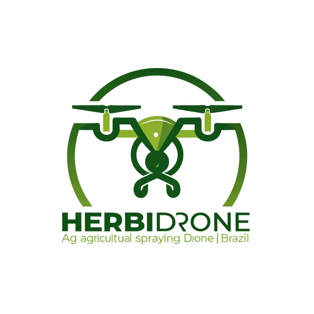 a logo design,with the text "Herbidrone - Agricultural Spraying", main symbol:Logo for a Brazilian agricultural drone spraying company called Herbidrone;

Guidelines for the logo design:

Theme: The logo should reflect the innovative nature of our business, combining modern technology with agricultural practices.

Elements: Consider incorporating elements such as drones, crops, or fields into the design to represent our core services.

Colors: Preferably utilize vibrant colors commonly associated with agriculture to resonate with our target audience.

Style: We are looking for a clean, professional, and easily recognizable design that stands out on various marketing materials and digital platforms.

Typography: The font should be clear and legible, with a modern touch to complement the overall design.

Target Market(s)
Farmers

Industry/Entity Type
Agriculture

Logo styles of interest
Emblem Logo
Logo enclosed in a shape

Character Logo
Logo with illustration or character

Font styles to use
Sans Serif,Moderate,be used in Technology industry,clear background