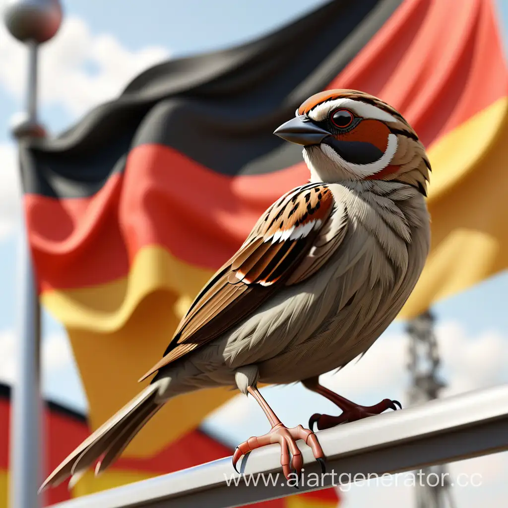 Воробей, фон флаг Германской Демократической Республики (ГДР)