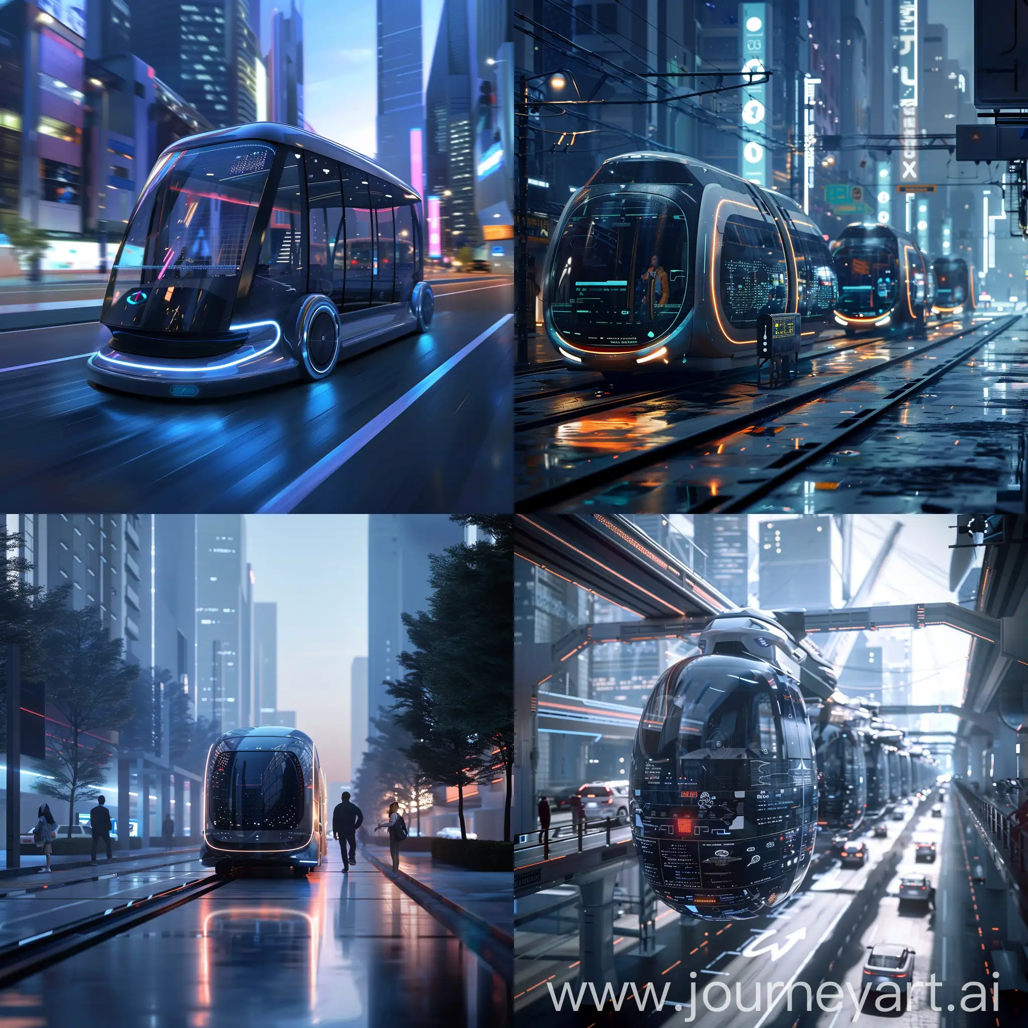 future urban transportation, showcasing advancement of digitalization and artificial intelligence.