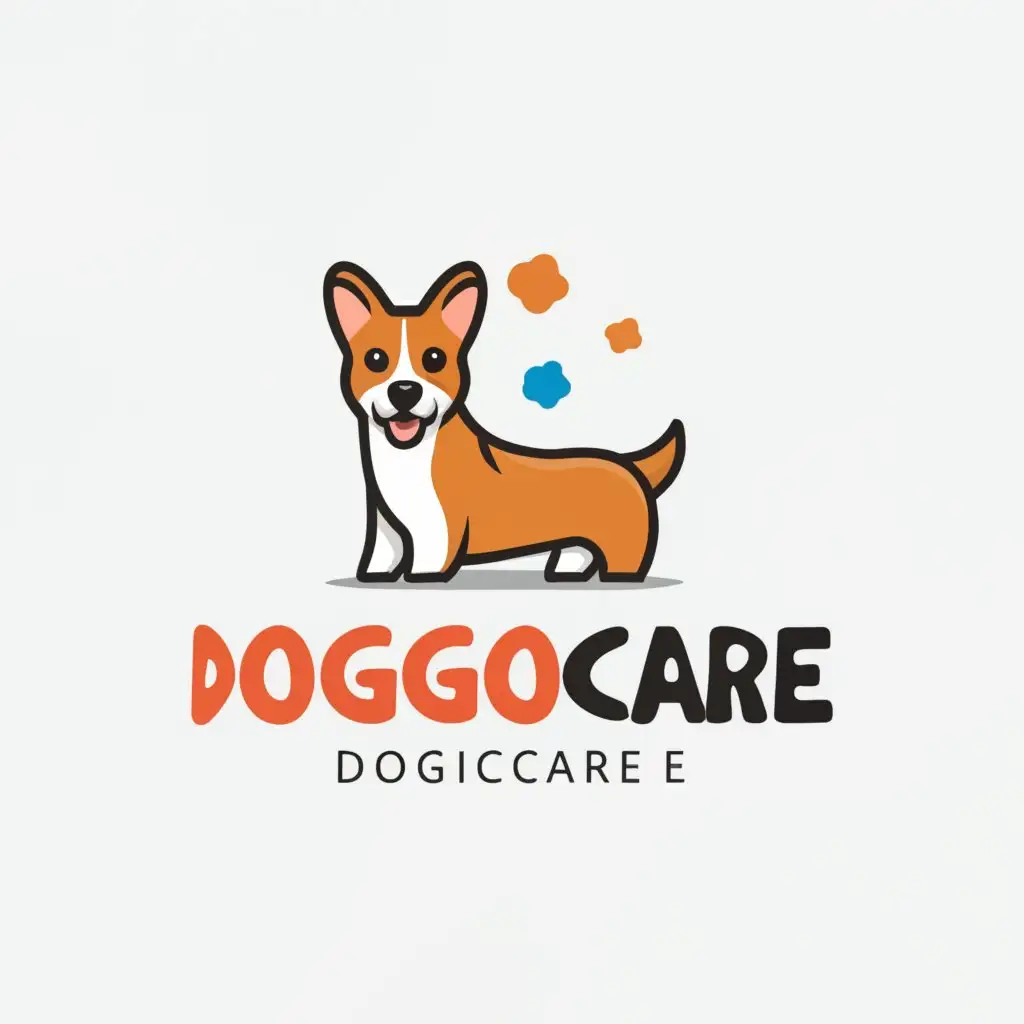 a logo design,with the text "DoggoCare", main symbol:corgi,Moderate,clear background