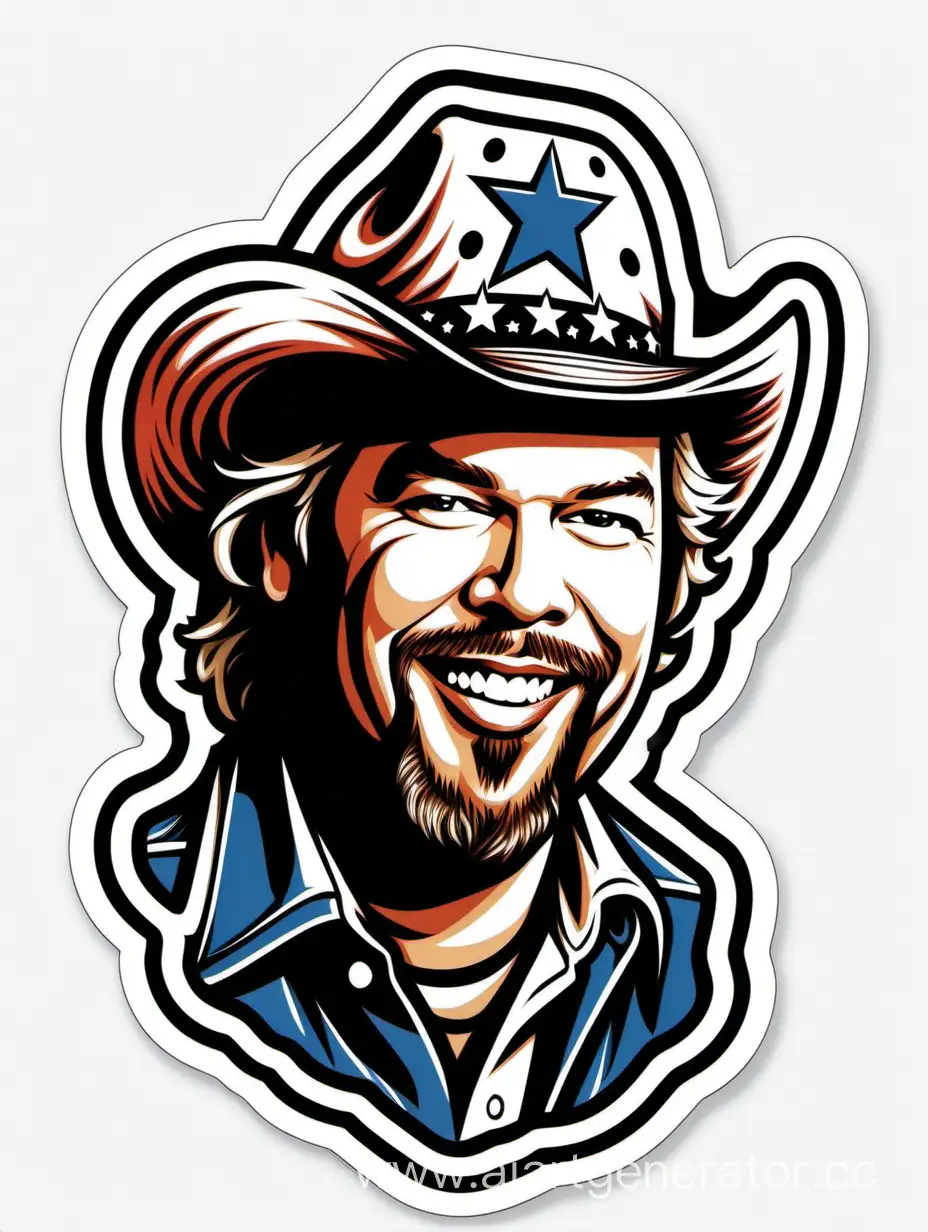 Toby-Keith-Sticker-Retro-Happy-Vibes-in-Detailed-Vector-Contour
