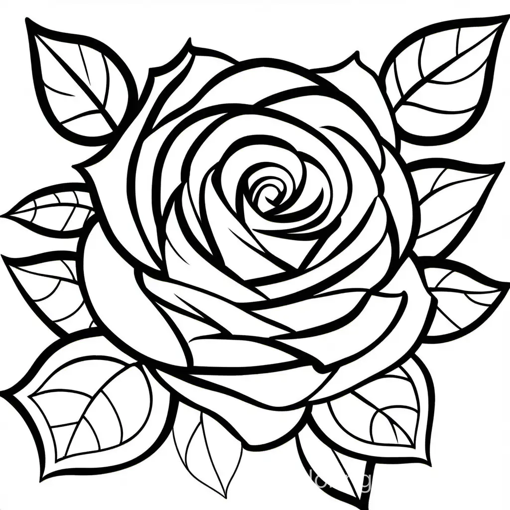 A color pages with roses, Coloring Page, black and white, line art, white background, Simplicity, Ample White Space. The background of the coloring page is plain white to make it easy for young children to color within the lines. The outlines of all the subjects are easy to distinguish, making it simple for kids to color without too much difficulty