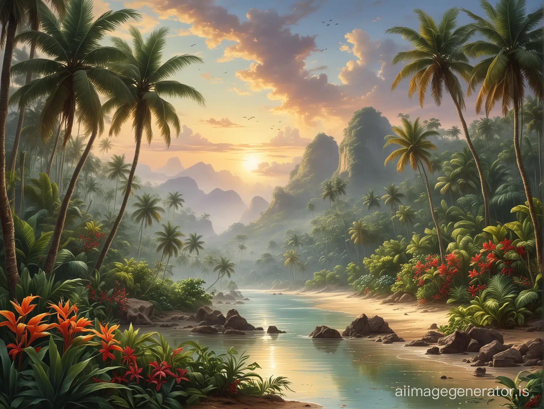 Vibrant-Tropical-Landscape-with-Palm-Trees-and-Azure-Waters