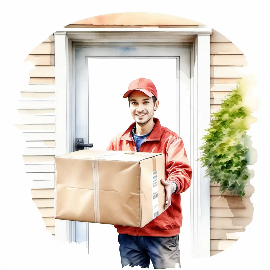 Efficient Courier Delivery Realistic Package Arrival on White Background