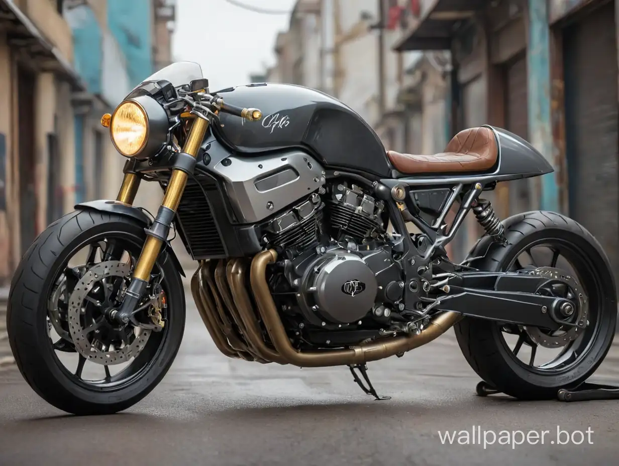 An highly modified cafe racer with an futuristic design