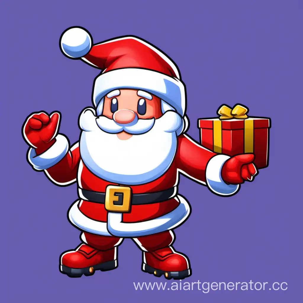 Санта-Клаус Корделиус скин персонажа Корделиуса в мобильной игре Brawl Stars. Внешне он выглядит как забавный Санта Клаус с белоснежной бородой, красной шапкой, новогодним красным костюмом и санками. стреляет конфетками