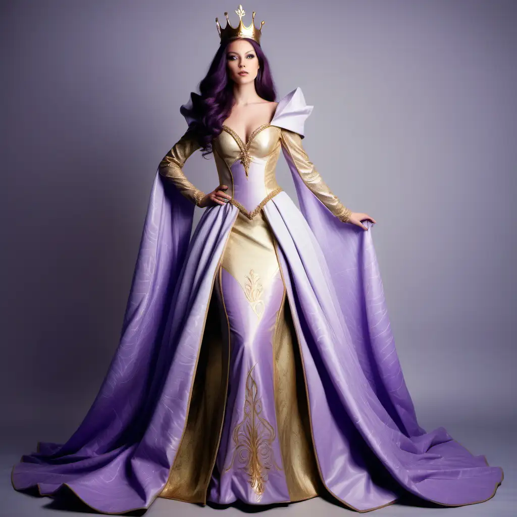 Fantasy Queen in Lilac and Gold Gown Royalty Inspired Portrait