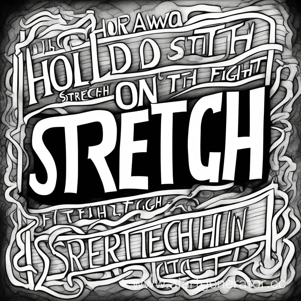 Motivational-Sketch-Poster-Hold-On-Fight-Stretch-in-Black-and-White