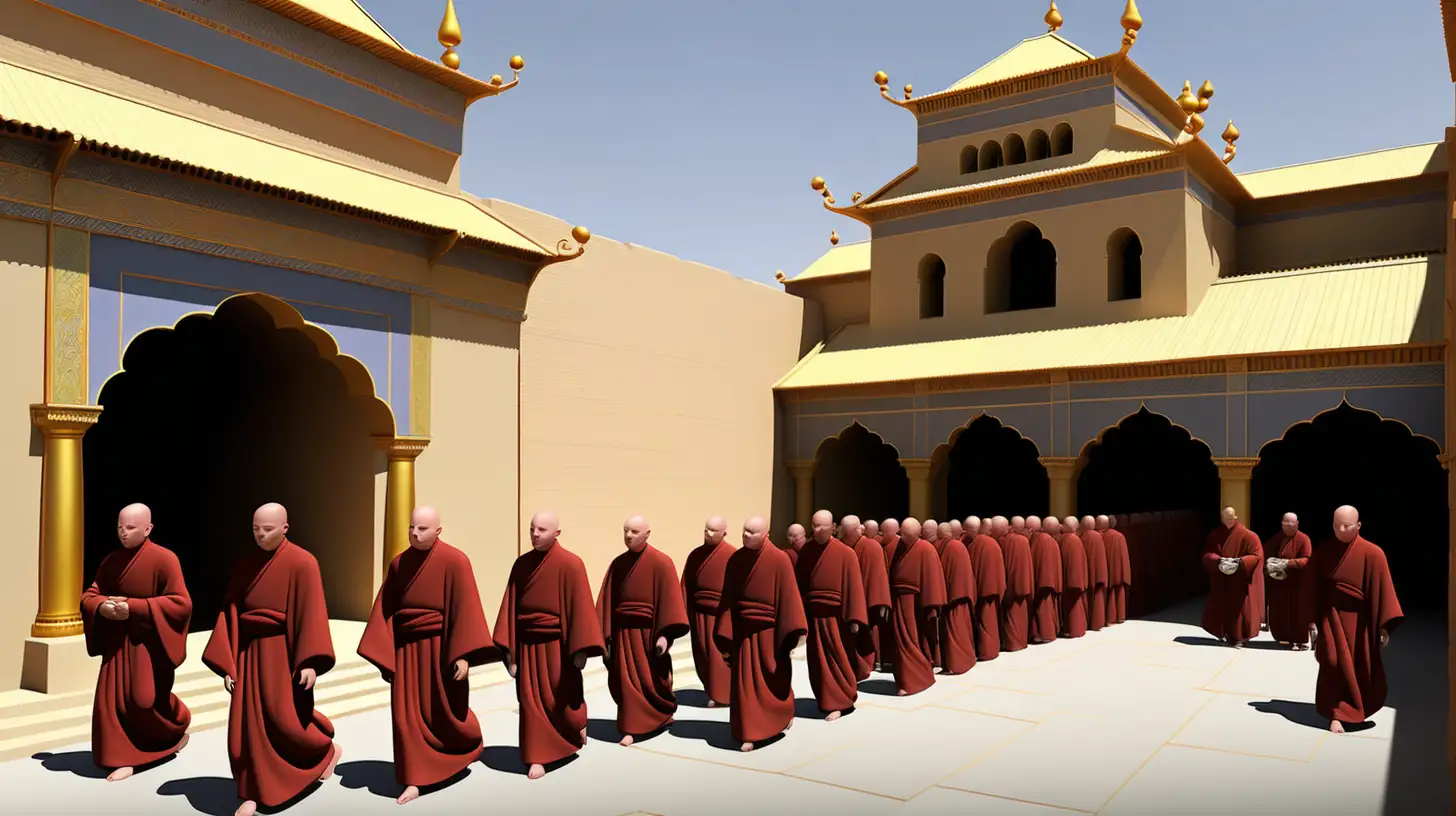 Mahayana Monks Grand Procession with a Majestic Image Car in 4th Century Khotan China