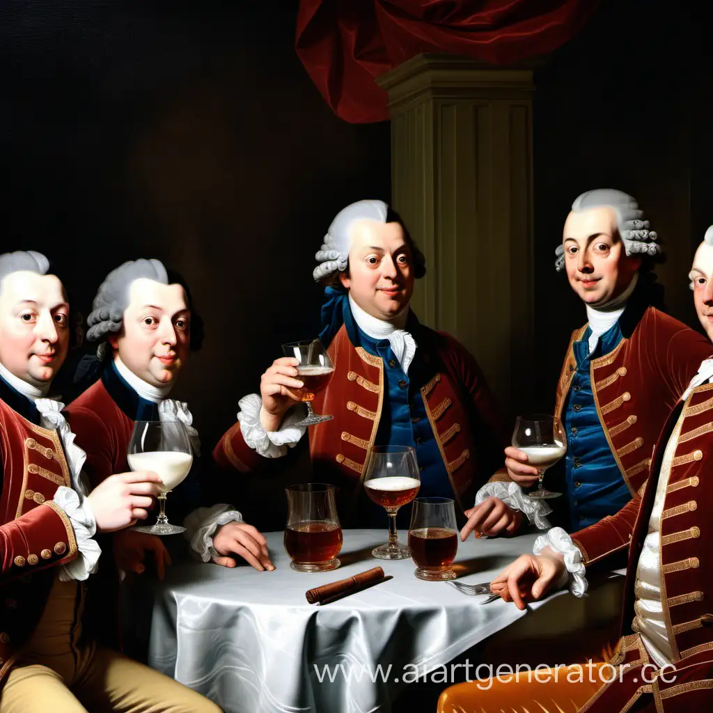 Fine-Dining-Scene-18th-Century-Gentlemen-Enjoying-Cognac-and-Milk