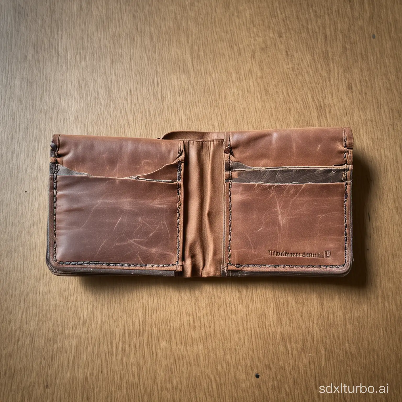 Vintage-Wornout-Wallet-Fully-Unfolded-Nostalgic-Leather-Accessory