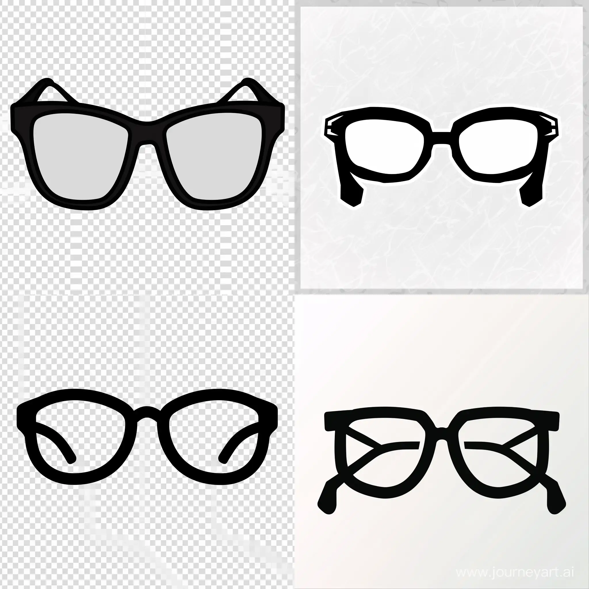 Create a 100x100 pixel icon featuring a black outline of glasses on a transparent background. The glasses should be depicted in an icon style, with side margins from the object to the edges set at 10 pixels