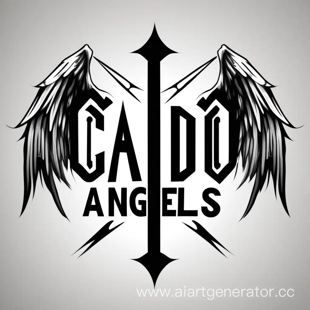 Minimalistic Gang logo named Caido, fallen angels thematic, black and white