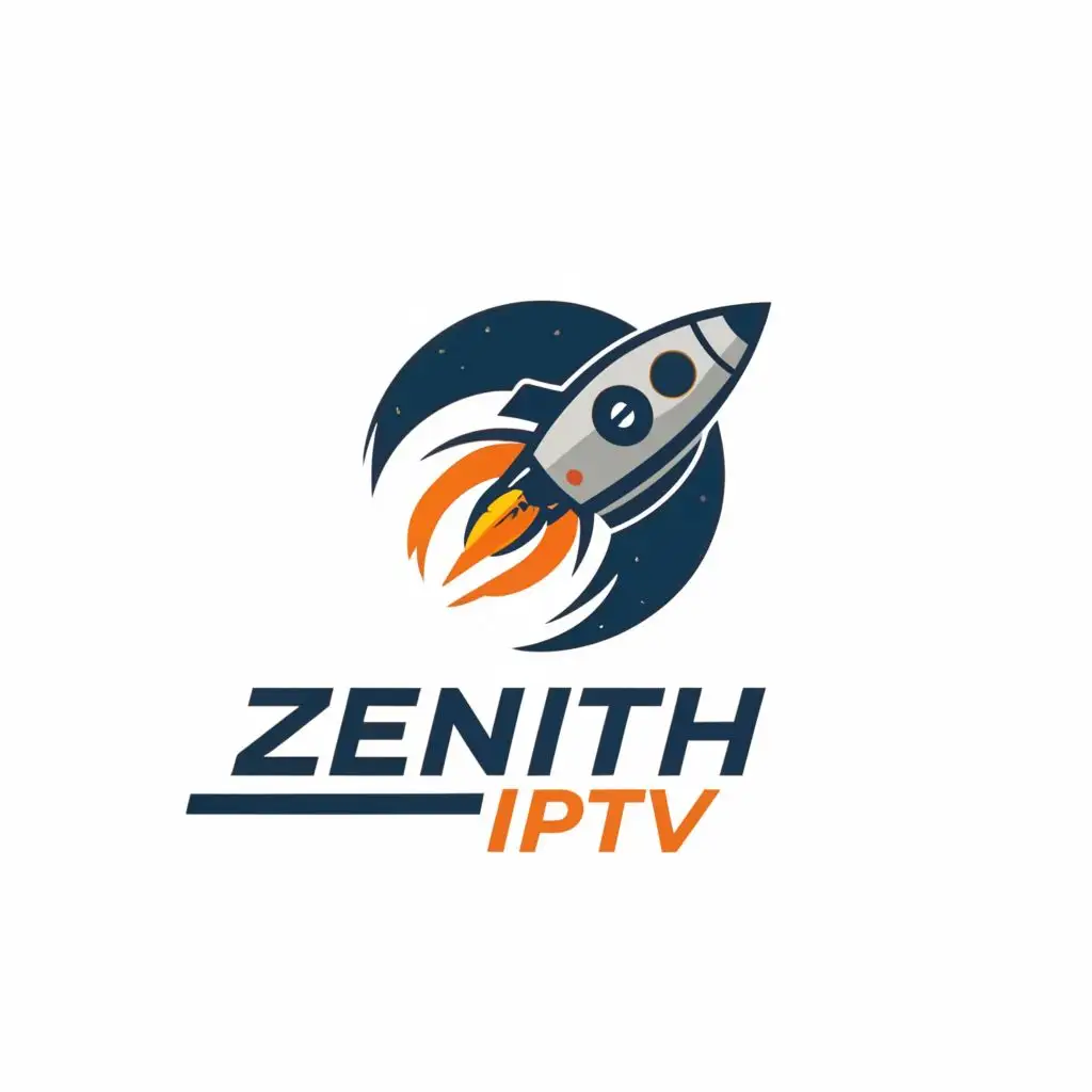logo, Rocket launching, with the text "Zenith IPTV", typography, be used in Entertainment industry