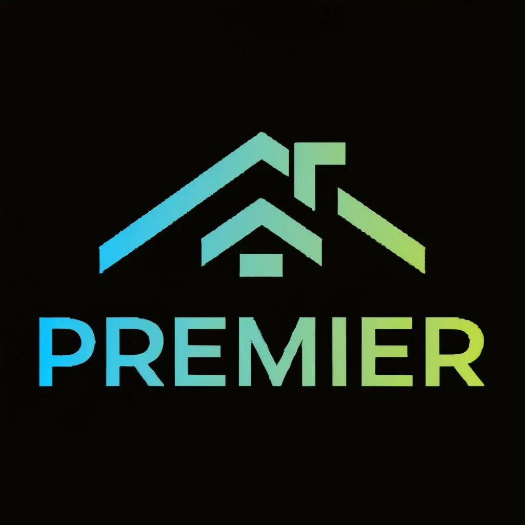 logo, house, with the text "premier", typography