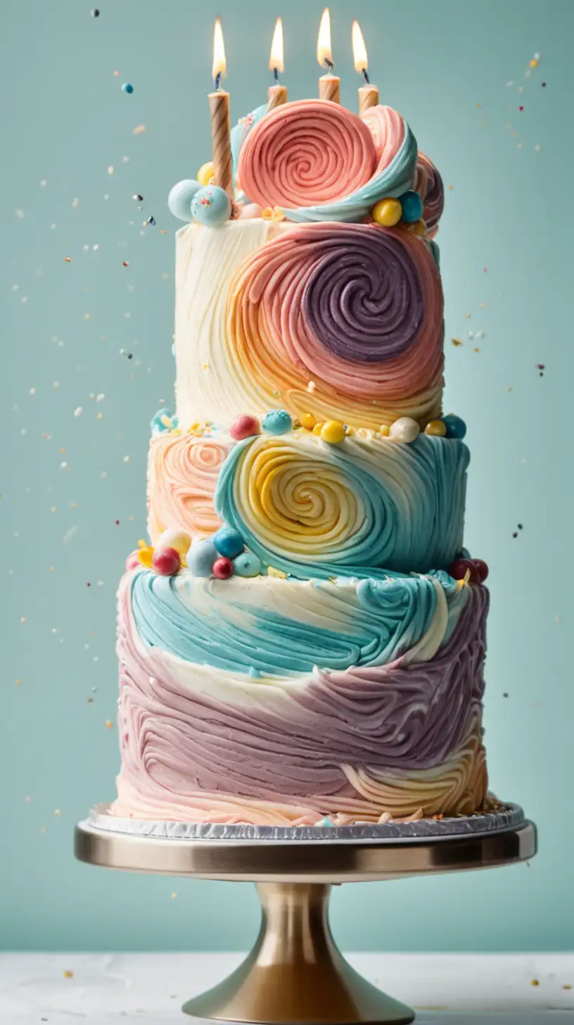 Colorful Swirling Birthday Cake Celebration