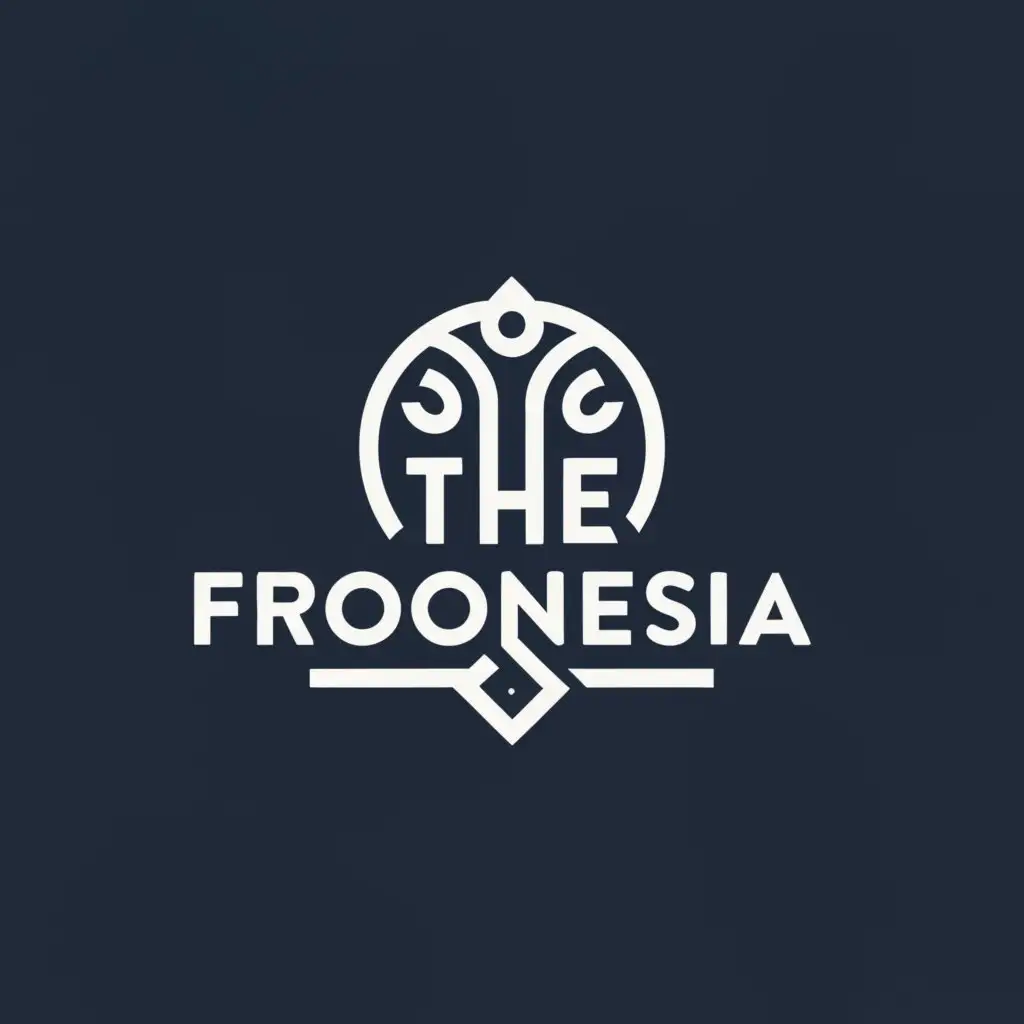 a logo design,with the text "a logo design,with the text "THE FROONESIA", main symbol:Frozen food logo simple futuristic monarchy,Minimalistic,be used in Restaurant industry,clear background AND MAKE IT MORE SIMPLE ", main symbol:make colour of logo white and background  are black,Moderate,clear background