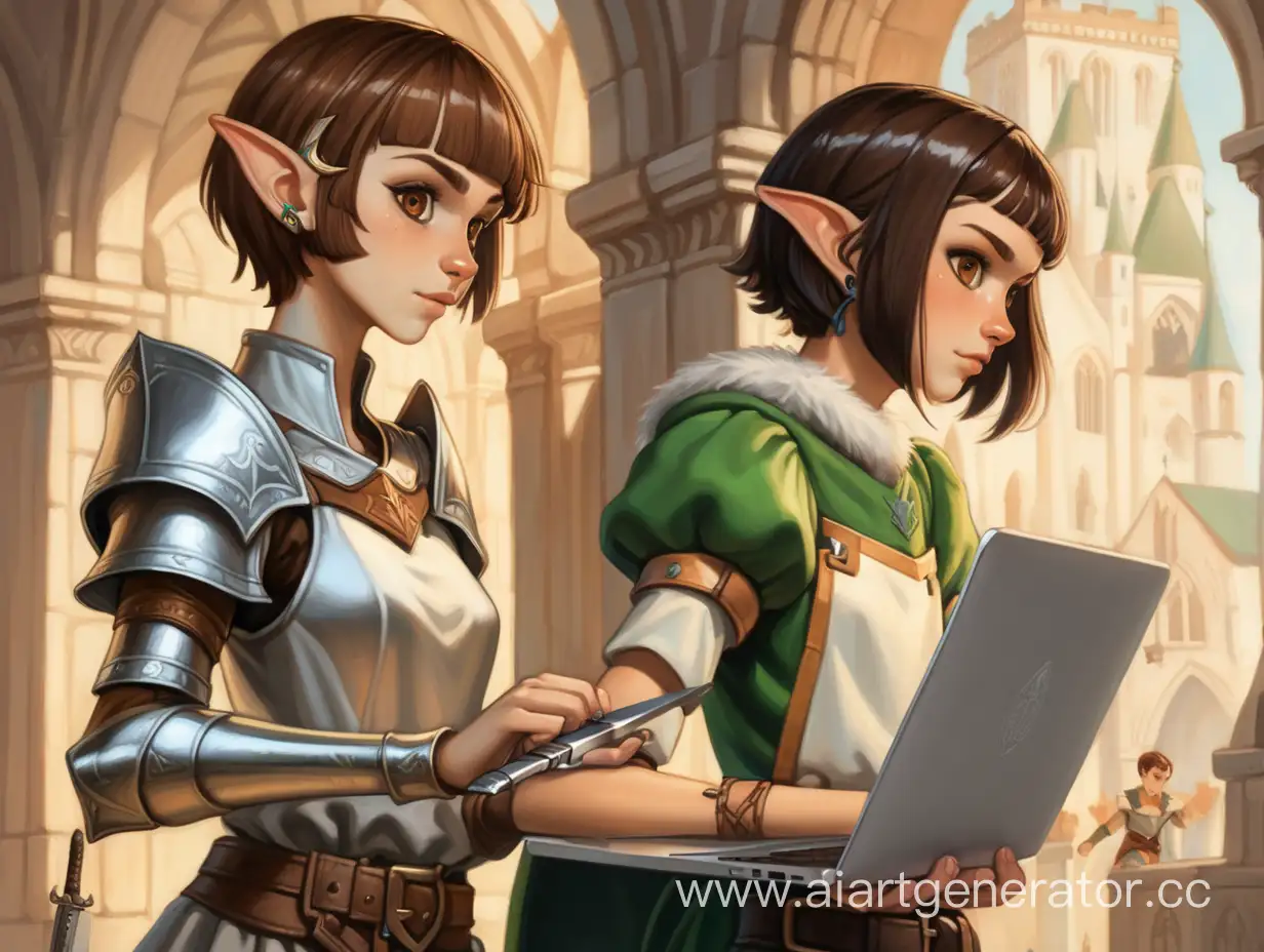 Edgy-Elf-with-Sword-and-Laptop-Unique-Browneyed-Girl-with-Septum-Piercing