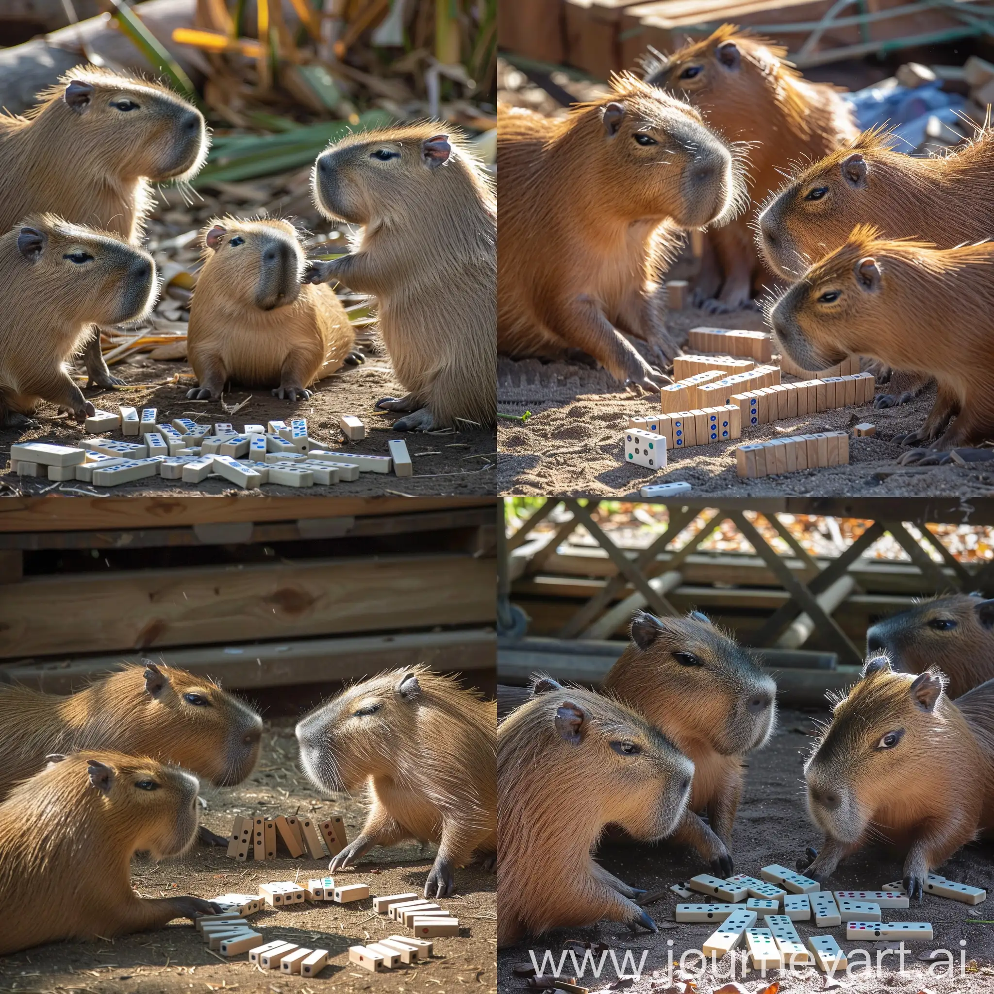 Four-Capybaras-Playing-Dominoes-Together
