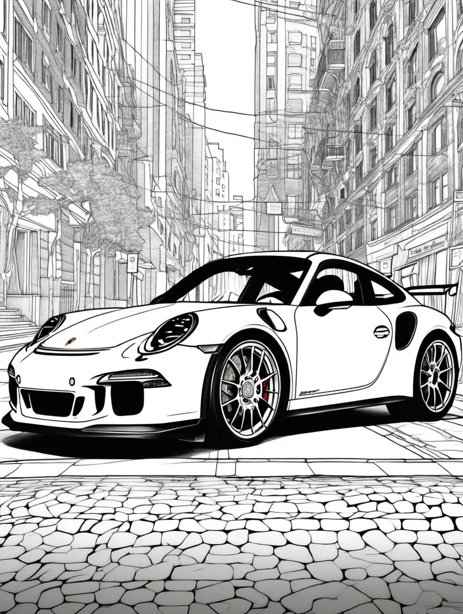 Porsche 911 GT3 Parallel Parked Coloring Page | MUSE AI