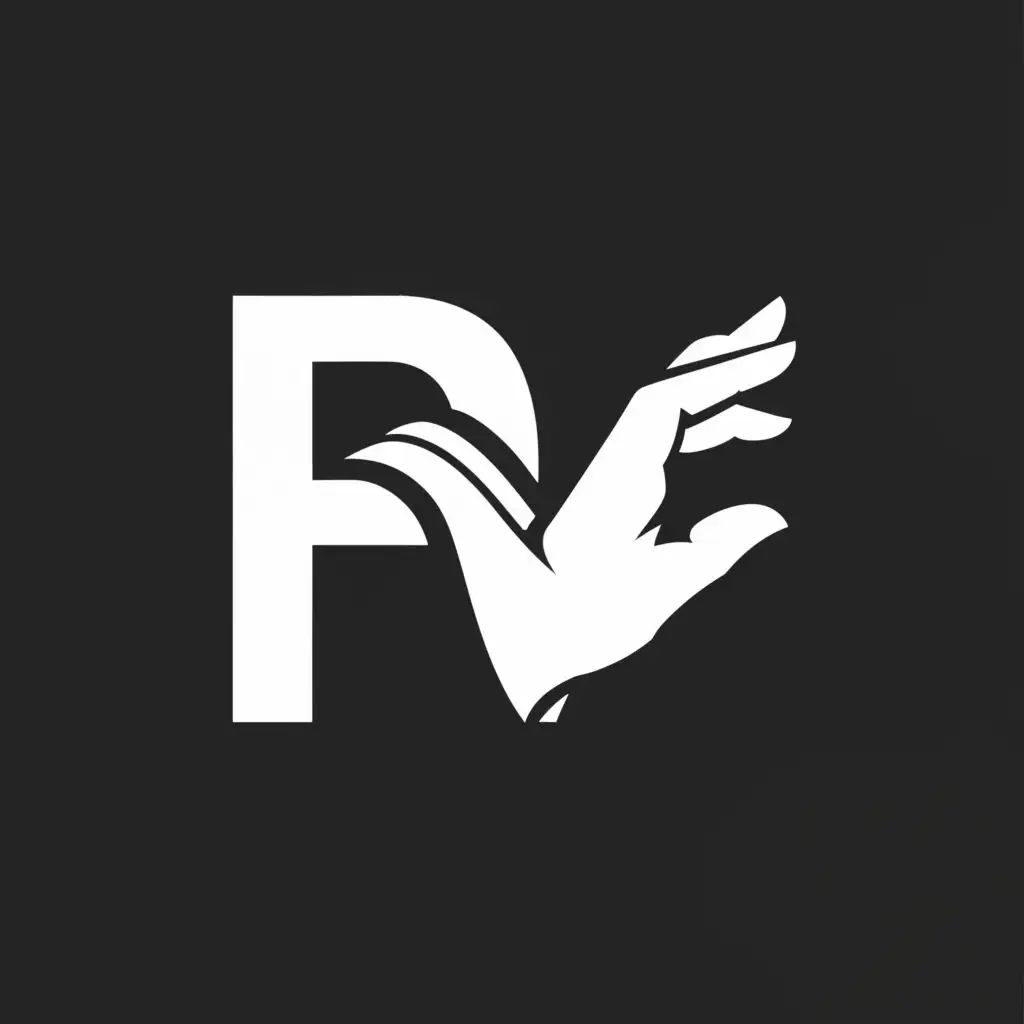 a logo design,with the text "RV", main symbol:Helping Hand,Minimalistic,be used in Technology industry,clear background