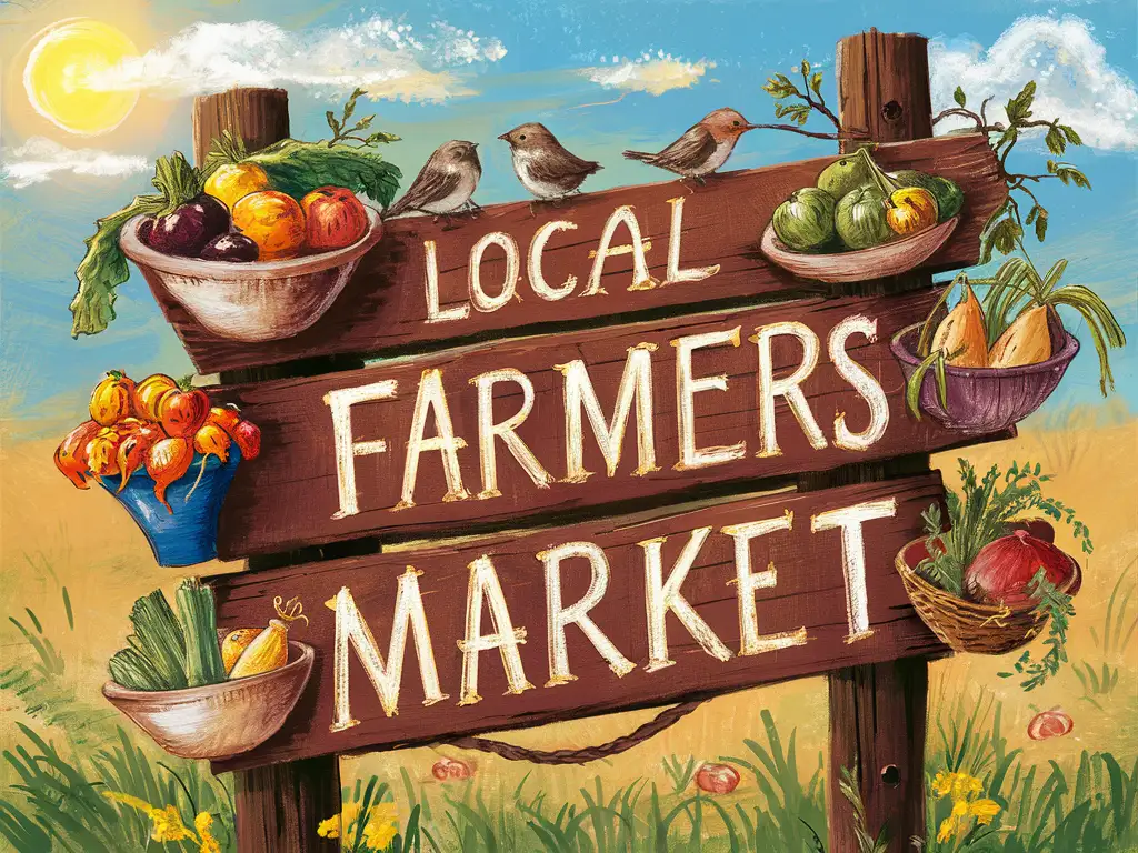 Artisanal Handcrafted Pottery Sign for Farmers Market