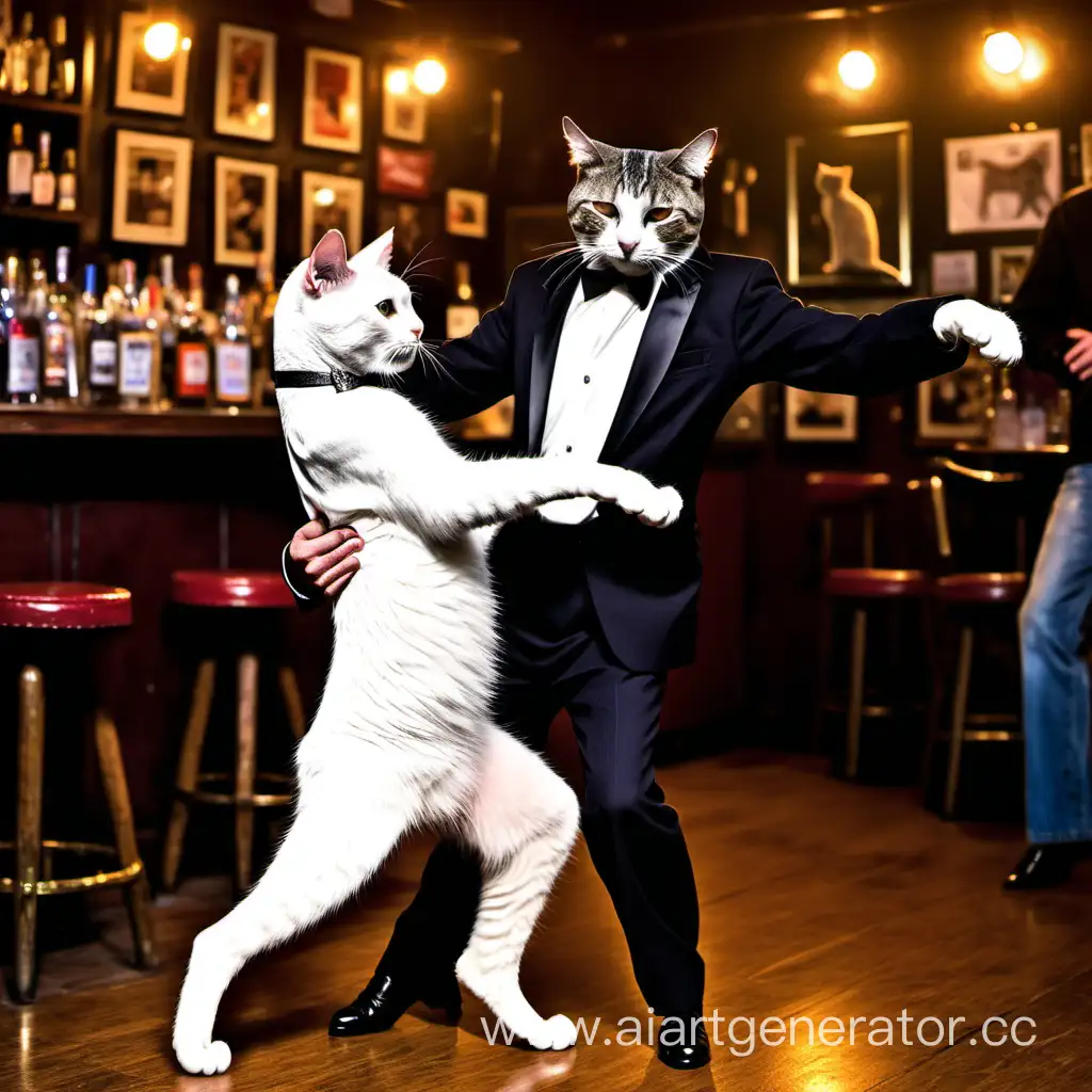 кот танцующий танго в баре
