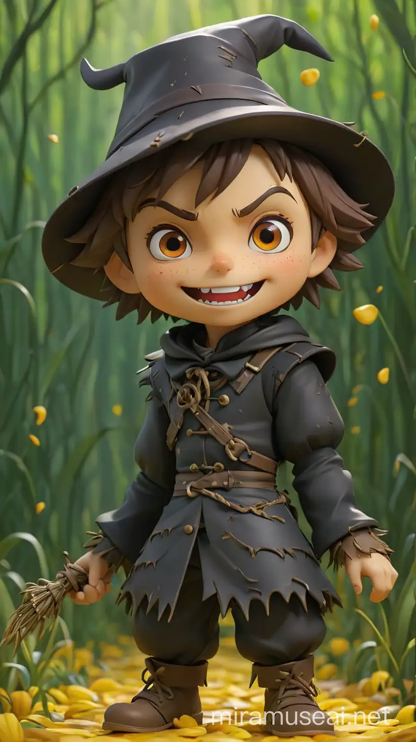 create a chibi Nendoroid version of the heartless scarecrow character from the classic "The Wizard of Oz"