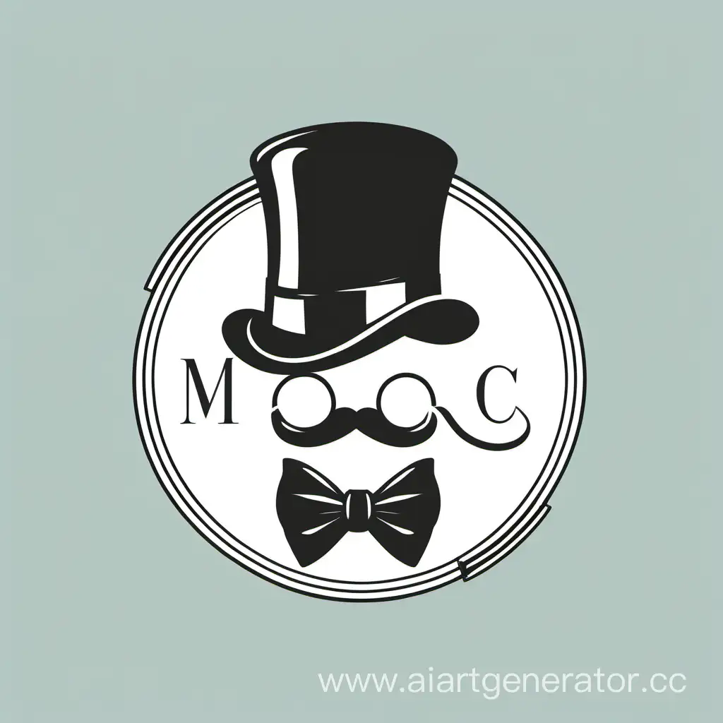 Minimalistic logo with top hat, bow tie and monocle