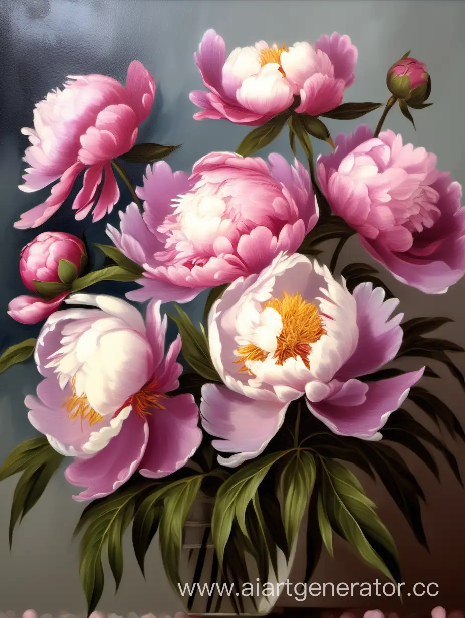 Vibrant-Peonies-Blooming-Against-Oil-Painted-Background
