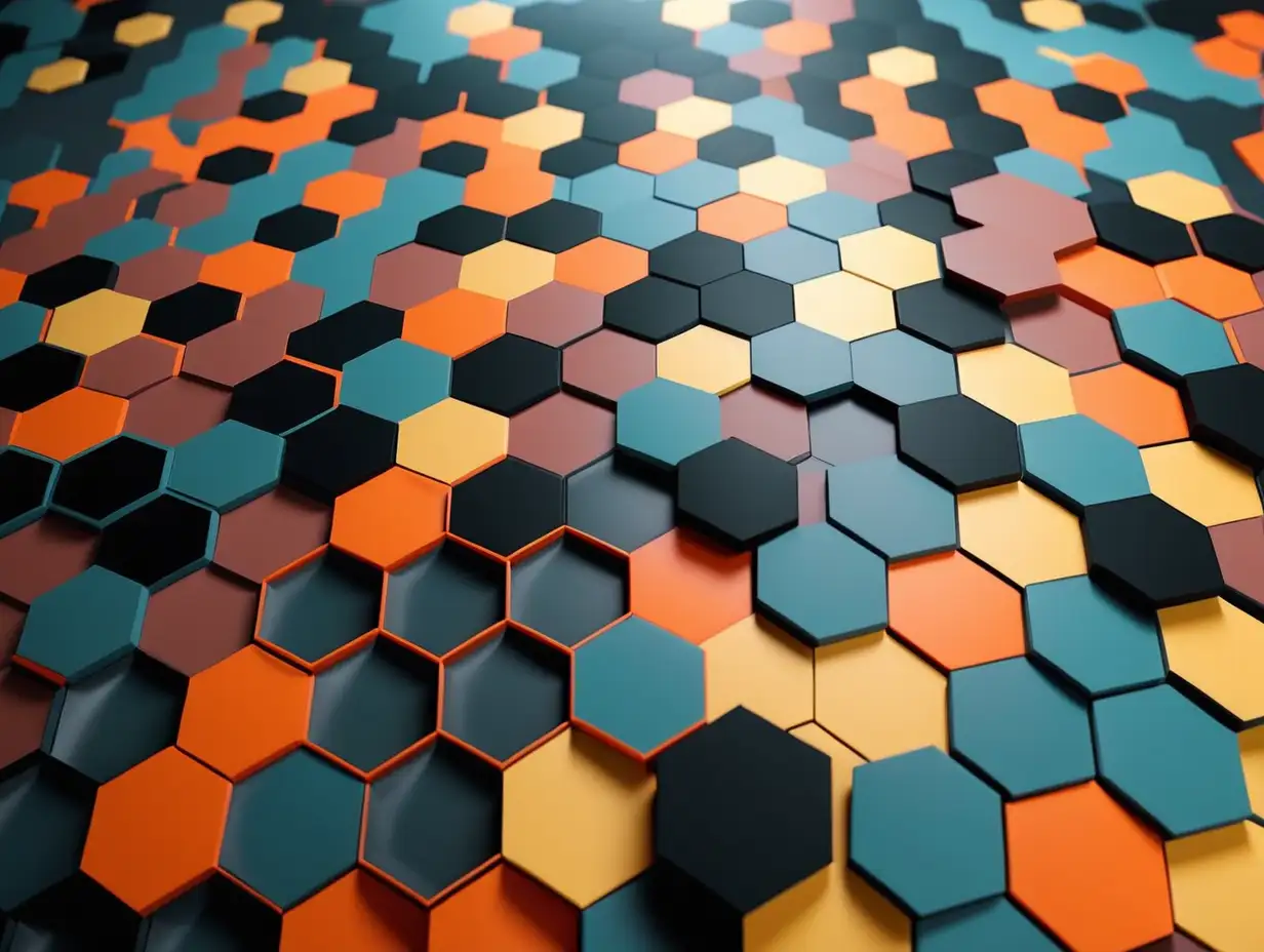 Vibrant Hexagonal Patterns in Geometric Art