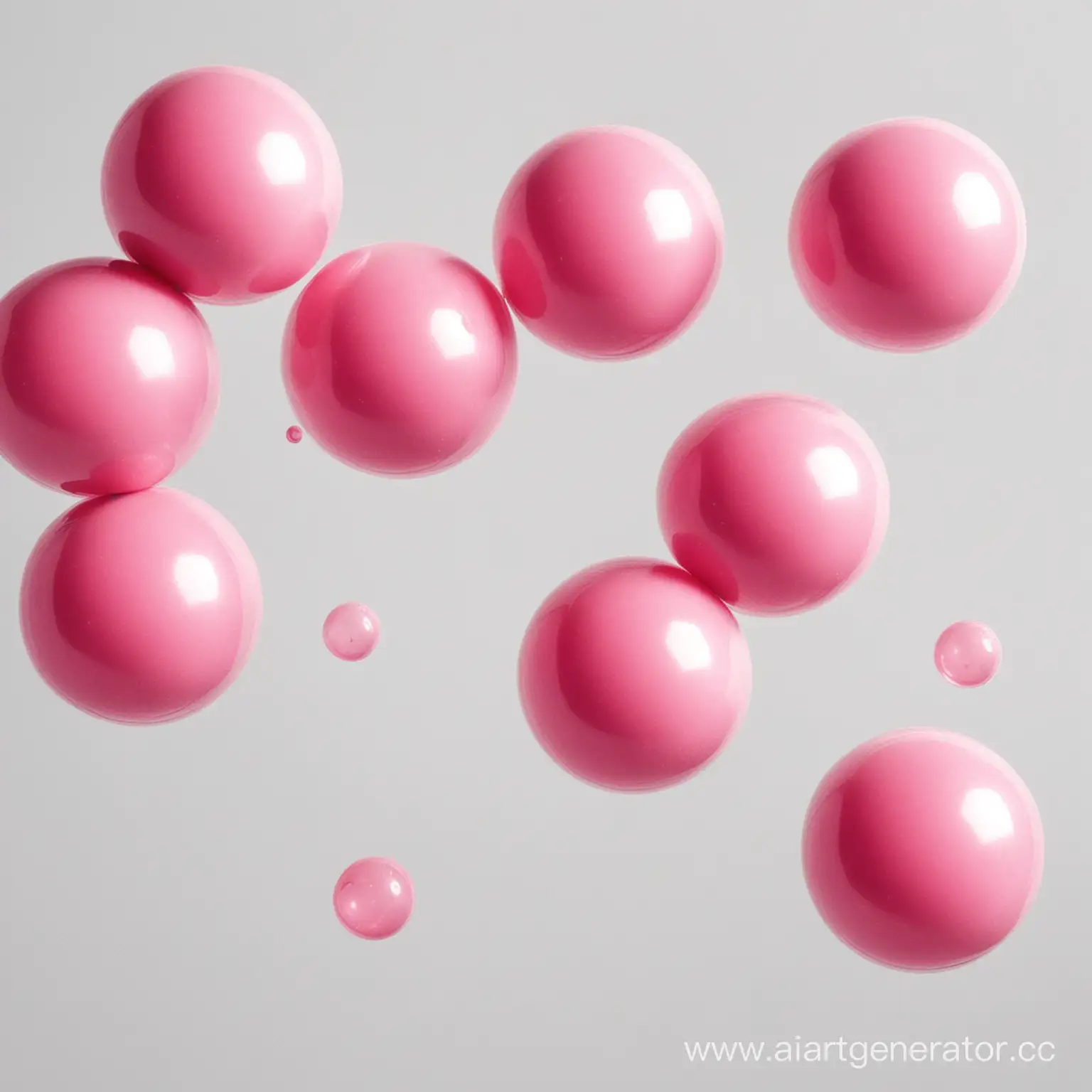 сгенерируй розовые шарики жвачки баблгам на белом фоне