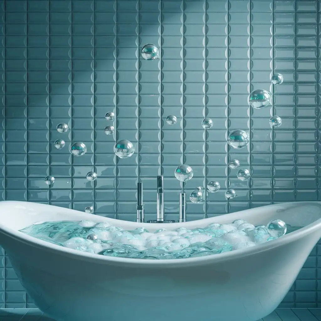 Rustic-Bathroom-with-Bathtub-Central-Splashing-Water-and-Bubbles