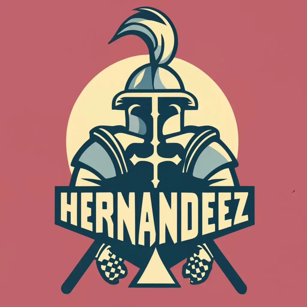 logo, knight being brave, with the text "Hernandez", typography