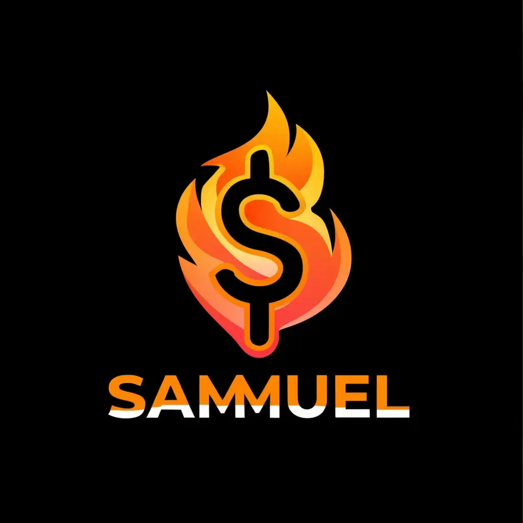 LOGO-Design-for-Samuel-Flaming-Text-with-Fire-and-Money-Making-Symbol-on-Clear-Background