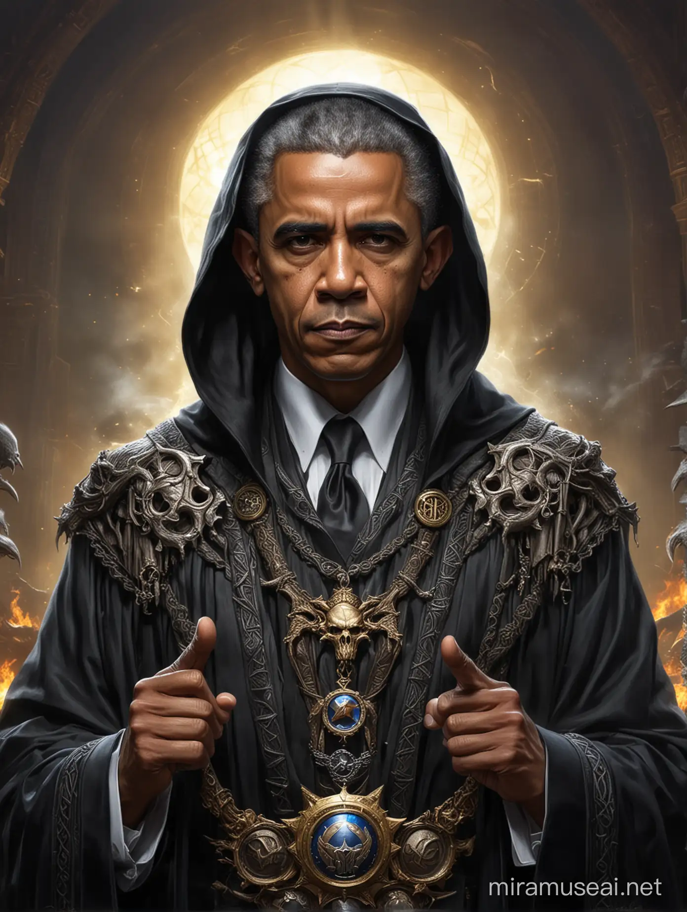 Fantasy Portrait Warlock Barack Obama Conjuring Magic