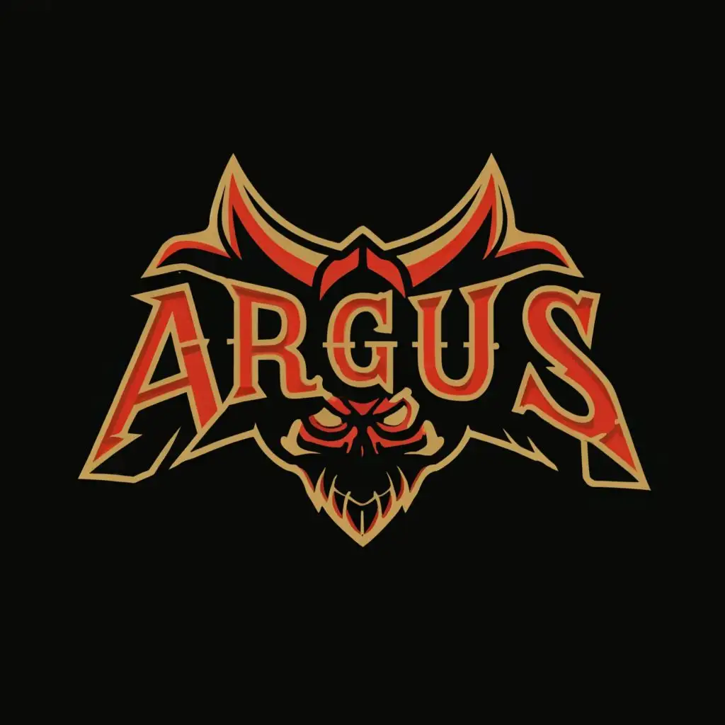 a logo design,with the text "Argus", main symbol:Skull