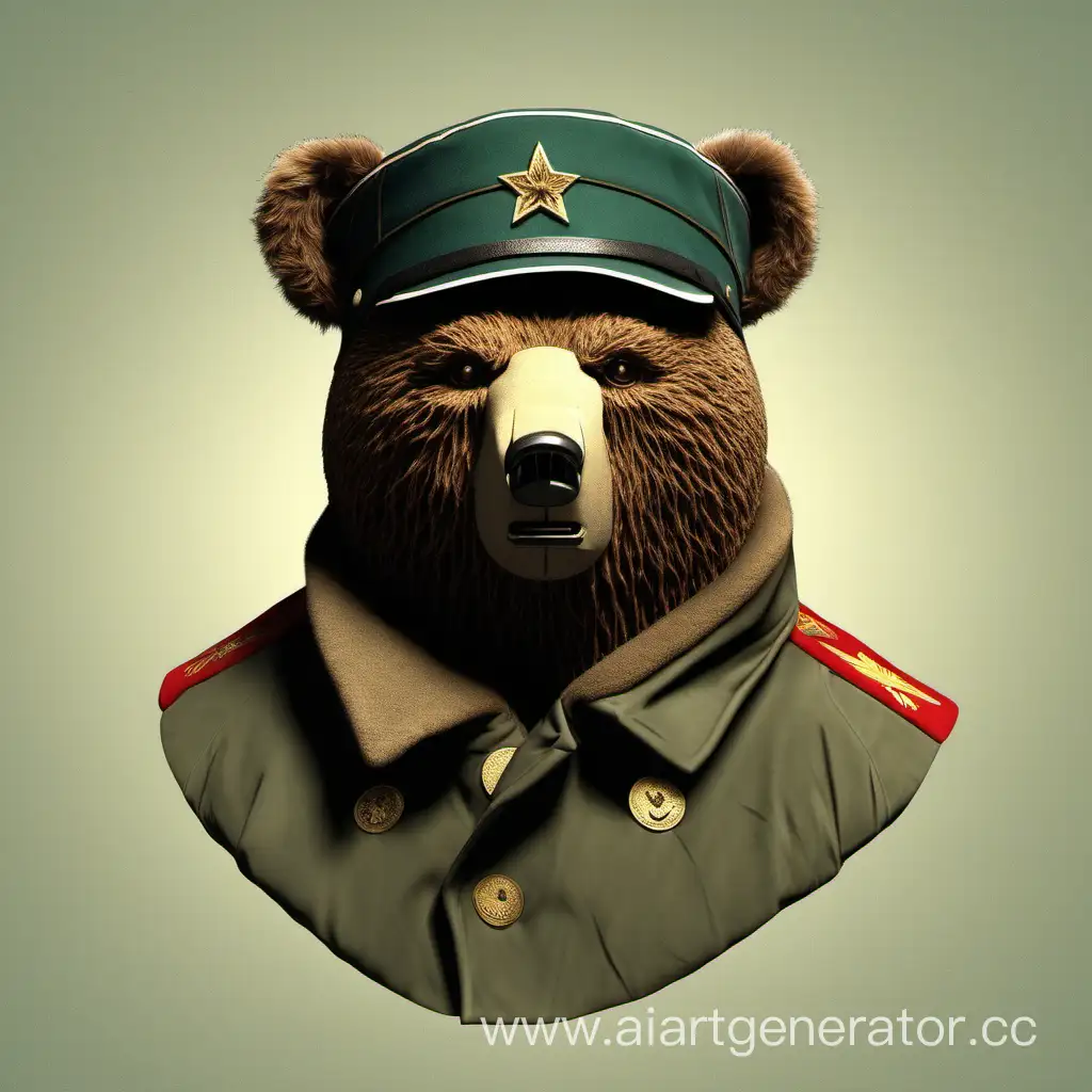 Морда медведя в советской ушанке