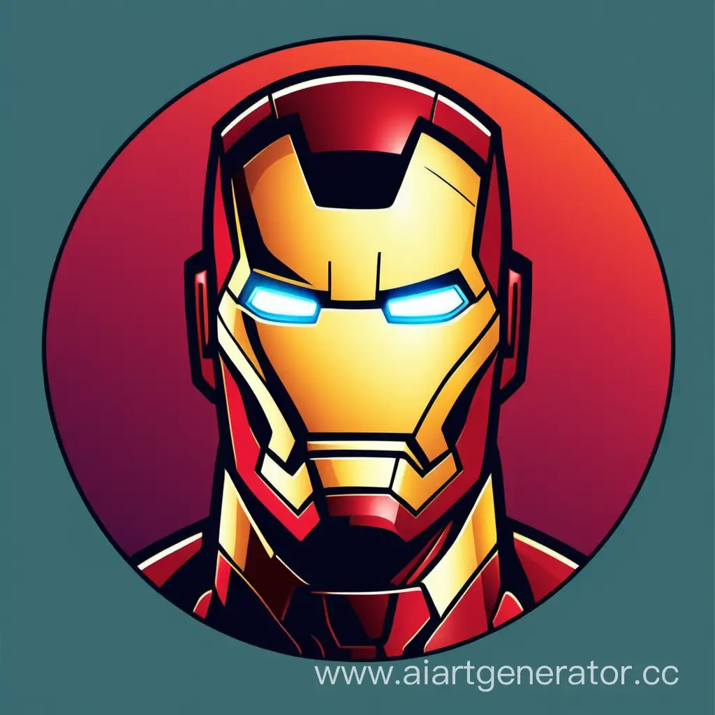 tony stark ironman face cartoon style circular background gradient
