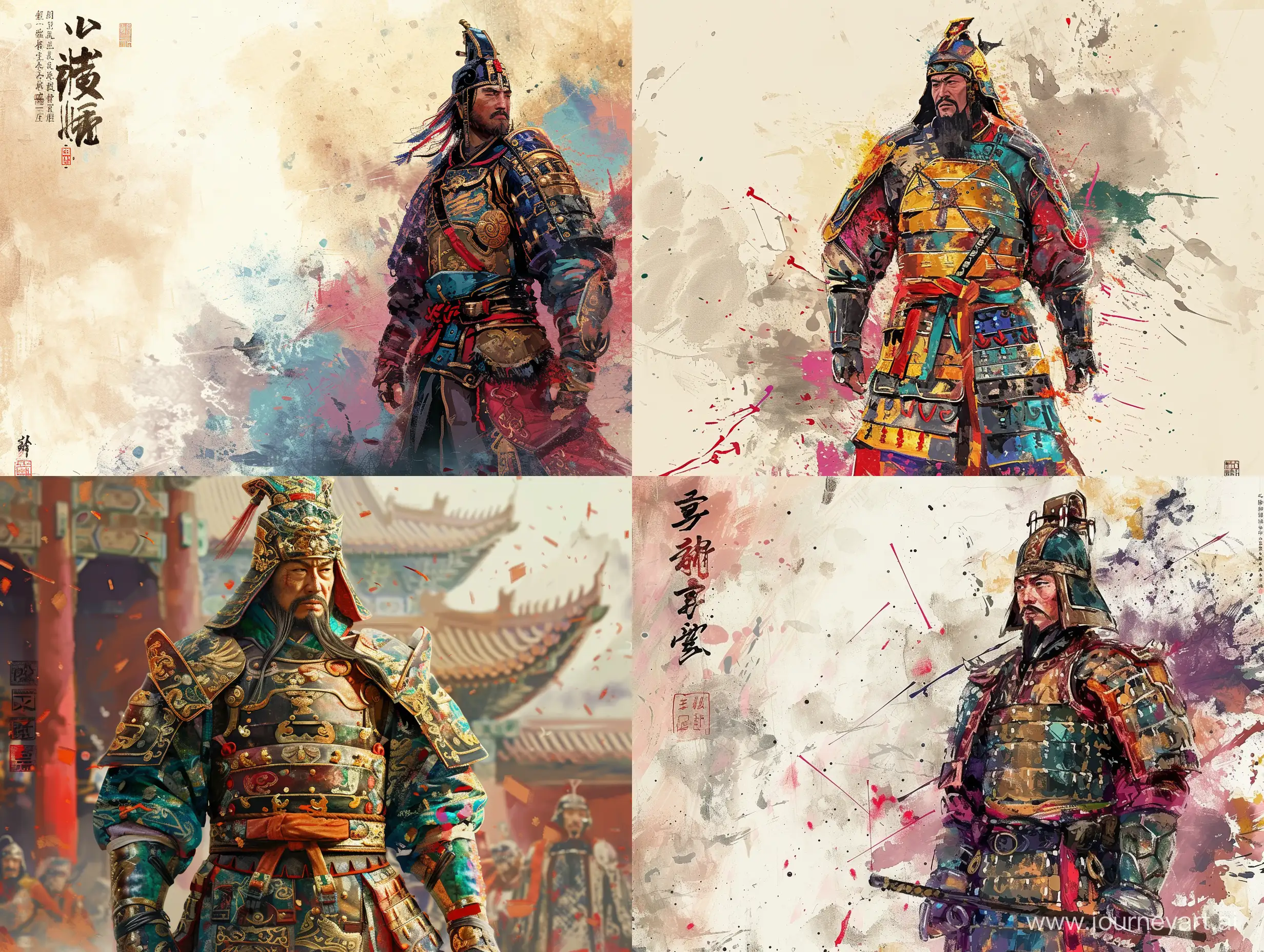 Colorful-Xiongnu-General-in-Stunning-Chinese-Ink-Painting-Style