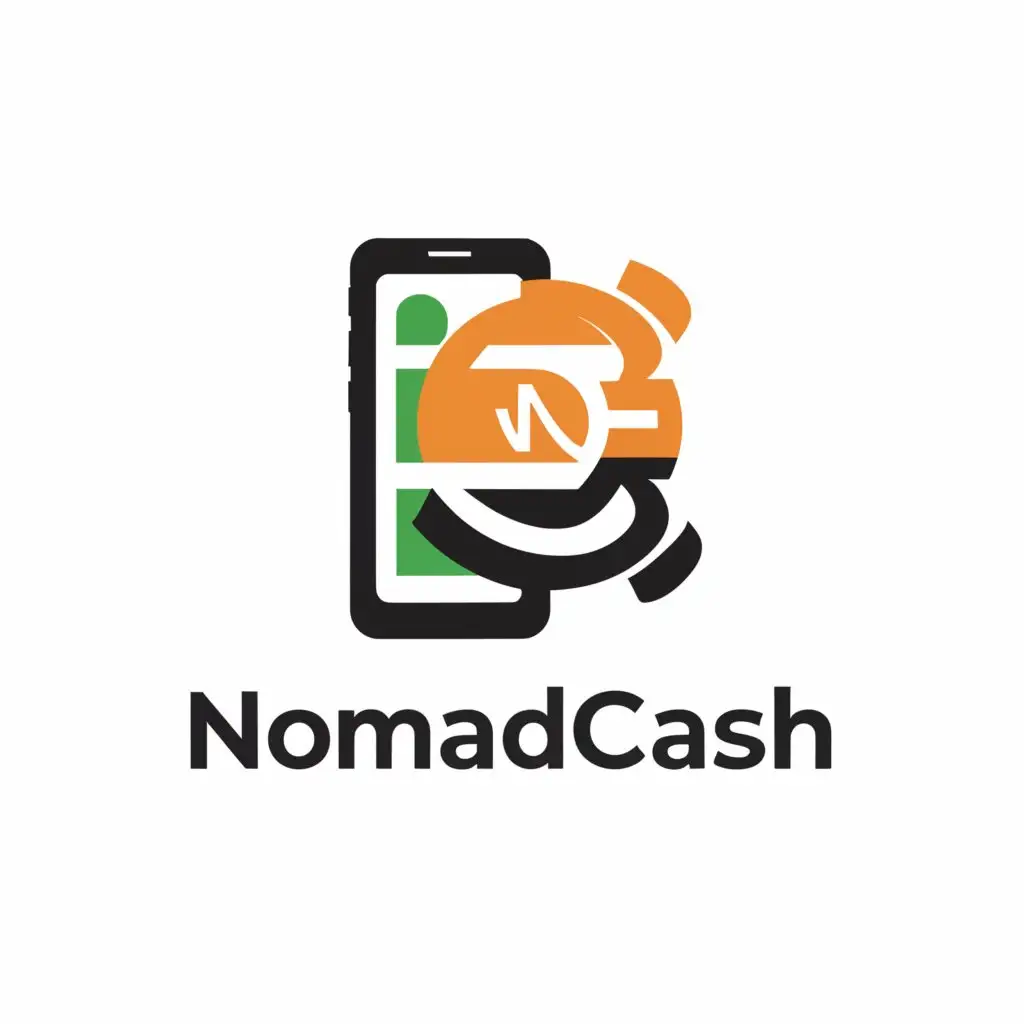 a logo design,with the text "NomadCash
Secure and Innovative Financial Inclusion. Simplified.", main symbol:Multicurrency Mobile Wallet,Minimalistic,be used in Finance industry,clear background