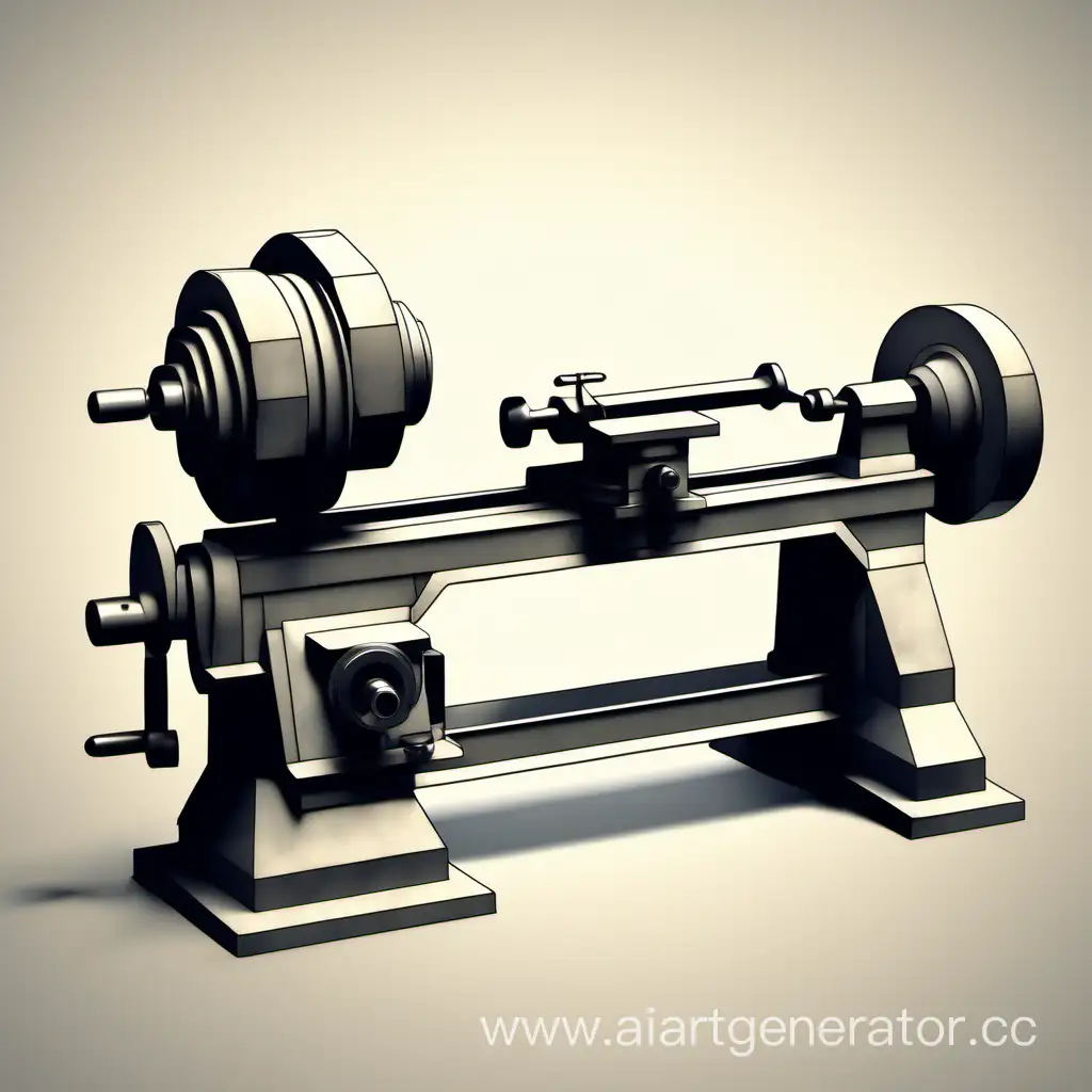 Metal-Lathe-Turner-in-Minimalist-LowPolygon-Art